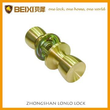 Satin brass tubular round knob bathroom door locks