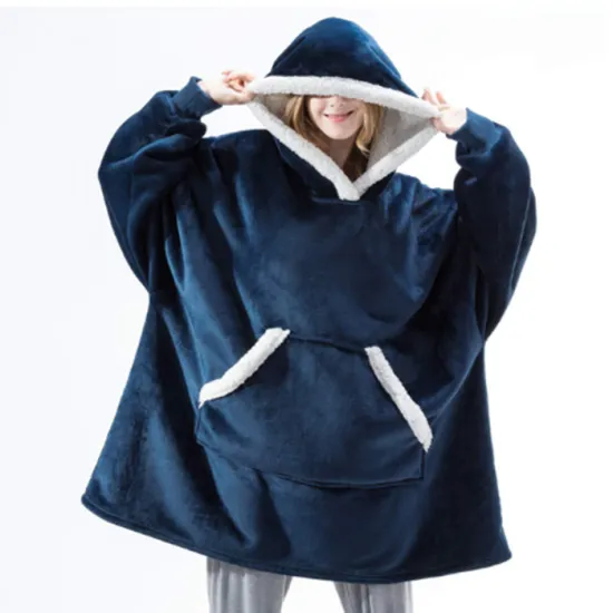 Blanket Cloak Wearable Warm Plush Fleece Hooded TV Blanket