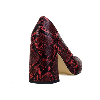 red serpentine printed hot sale women shoes