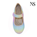 Sapatos encantadores de arco-íris com glitter Mary Jane para crianças
