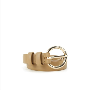 Light Khaki Premium Genuine Leather Thin Belt