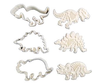 2020 New Design 3Pcs Dinosaur Cookie Stamp 3D Cutter Plastic Biscuit Mold Set