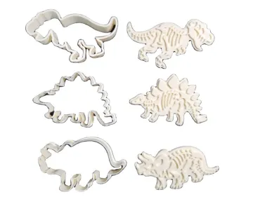 2020 New Design 3Pcs Dinosaur Cookie Stamp 3D Cutter Plastic Biscuit Mold Set