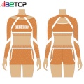 Elite Orange Kurzarm-Cheer-Uniformen für Wettbewerbe