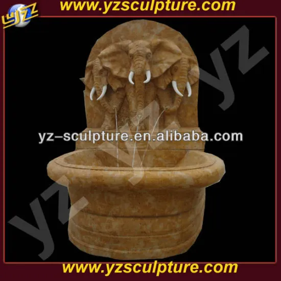 outdoor stone carving elephant water wall fountain for sale