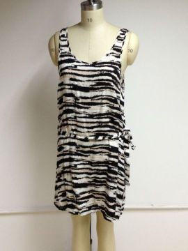 one piece ladies' dress with sexy stripe