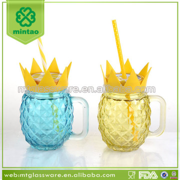 customized colored pineapple glass mason jar