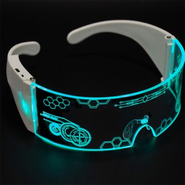 USB Rechargeable LED Visor Glasses with 7 Color Lights for Party and Cosplay