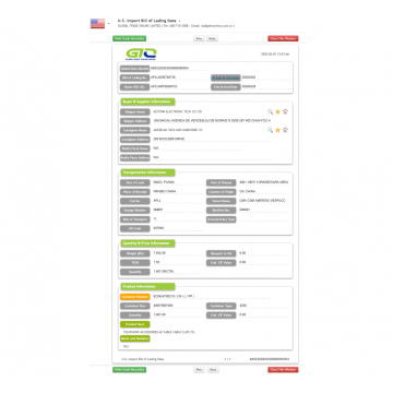 US Import danych B / L dla klipsów kablowych