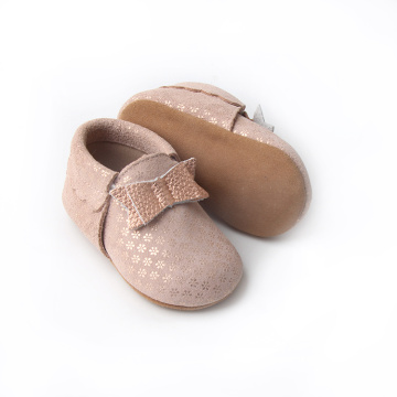 Мека подметка бебешки мокасини момиче кожена обувка