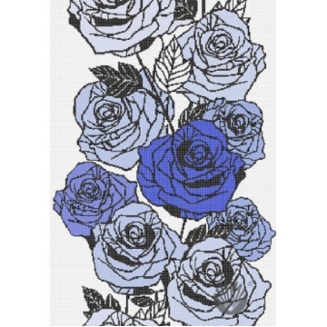 Blue roses speculate on mosaic tiles