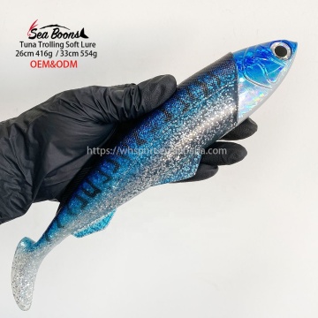 Wholesale 26cm 33cm Pelagic Lure Set: Lead Weighted Heads with Silicone Tails for Big Game Tuna Fishing