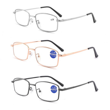 Wholesale Factory of 2024 New Fashion Trend Metal Frame Glasses for Elderly with Spring Mirror Legs, Designed for Presbyopia Reading