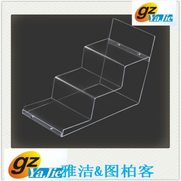Three-tier Clear Acrylic table top handbag display stand,display rack for shop/mall/supermarket