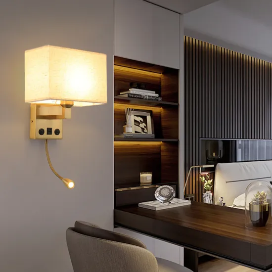 Modern Simple Hotel Bedside Wall Lamp with USB Charging and Round Fabric Cover