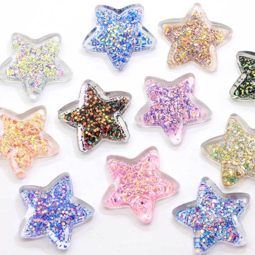 50 Pcs / Lot 35 MM grand paillettes étoile résine Flartback Cabochons brillant paillettes étoiles embellissements pour cheveux arc Center décoration bricolage