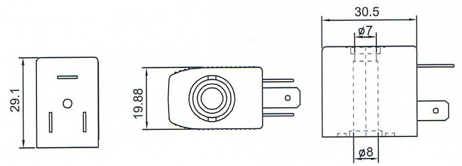 Overall dimension of Burket 6012 Type Plunger Solenoid Valve Coil