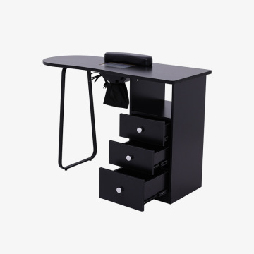 Professional Black Wooden Manicure Table with Cleaner for Beauty Salons