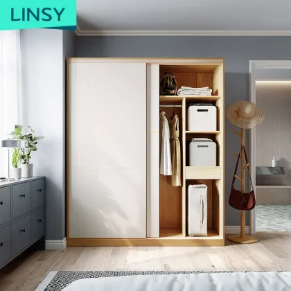Linsy Nordic White Corner Sliding Door Wardrobe