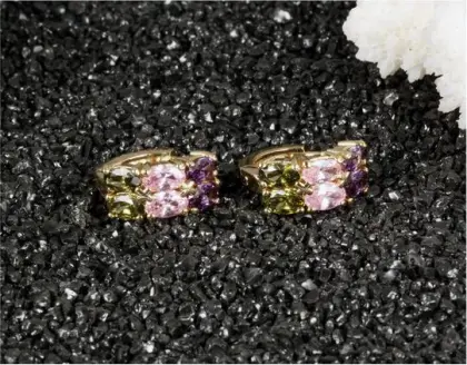 Elegant colorful zircon hoop earrings,ear stud