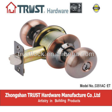 3351AC-ET:TRUST ANSI Grade 3 Cylindrical Knob Lock with brass cylinder