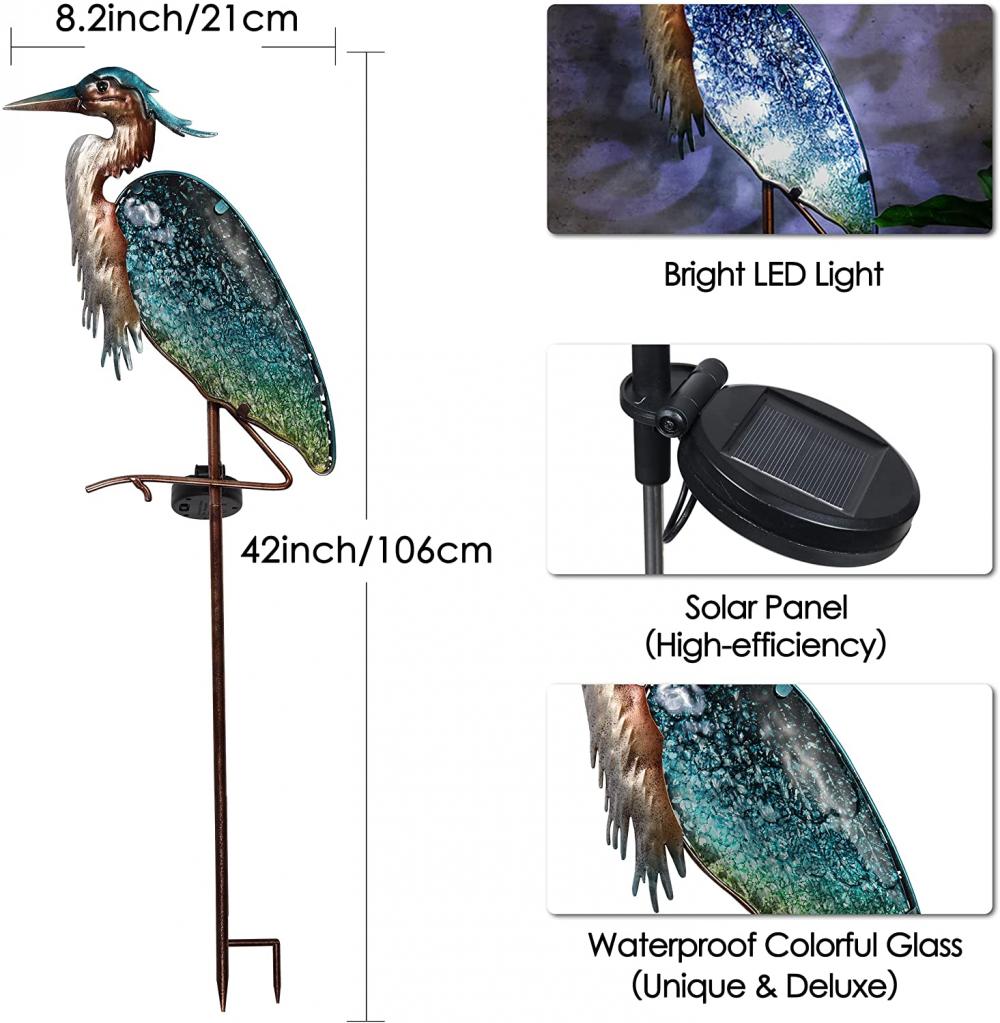 Luzes de jardim solares azuis garças