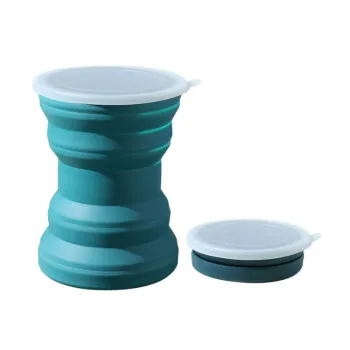 Portable Silicone Folding Cup with Lid for Business Travel and Outdoor Use