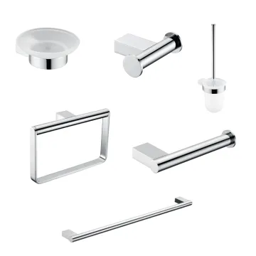 Modern Bathroom Accessory Set: Towel Rail & Toilet Paper Holder