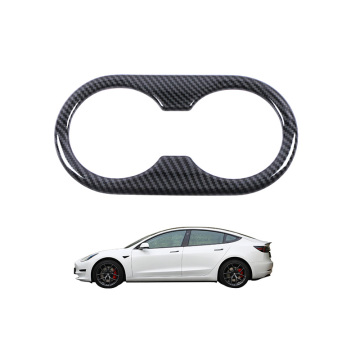 Tesla 2019-2021 용 OEM 자동차 ABS 카본 섬유 내부 액세서리 모델 3 후면 배수 컵 장식 패널