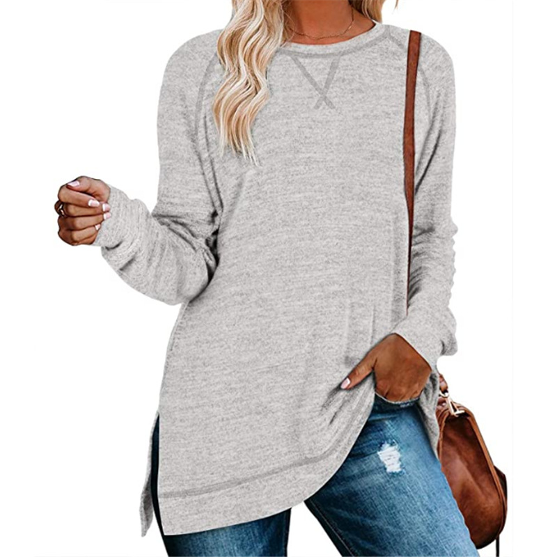 Long Sleeve Side Split Tunic Tops