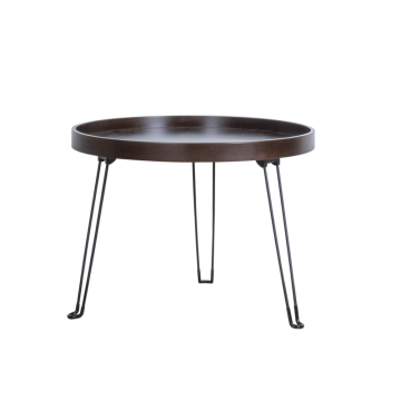 Low Walnut Bamboo Round Foldable Side Table