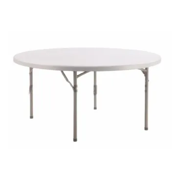 5ft 152CM Outdoor Folding Table with Metal Legs and Portable Plastic Round Top - Ideal for Catering, Banquets, and Events