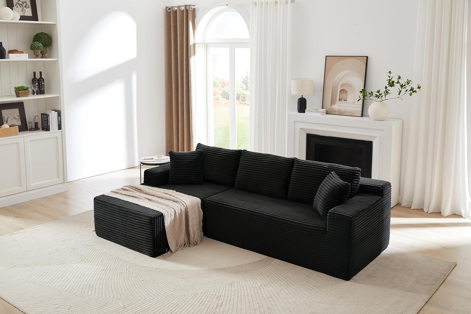 Elegant Modern Ribbed Sofa