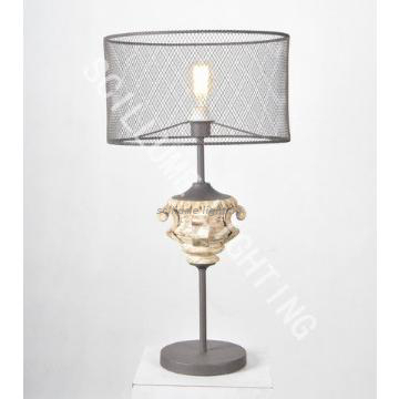 antique wood desk lamp with iron net shade