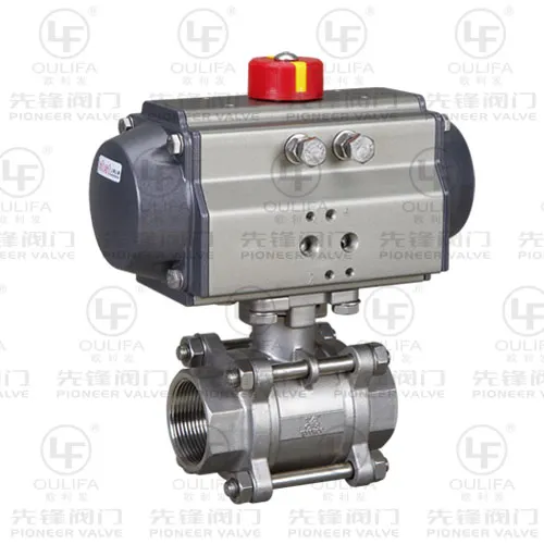 Pneumatic Threaded Ball Valve 3-Piece Body