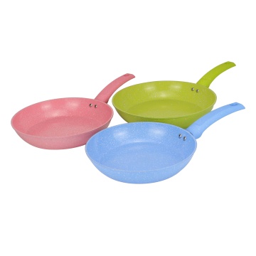 Colorful 3pcs Marble Coated Pans Set - Jade and Pink Cookware, 20/24/28cm