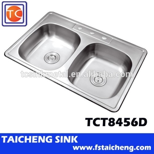 Mexican Market Commercial Price Stainless steel Kitchen Topmount Sink Double Bowl