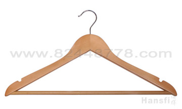 Flat wooden clothes hanger