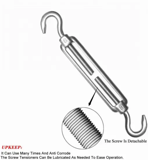 Stainless Steel Turnbuckle Hook and Hook Light Duty Wire Rope Tension