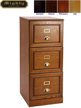 Wooden Oak Locking 3 Drawer Filing Cabinet