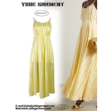 Crystal-embellished Striped Satin Women Maxi Dress