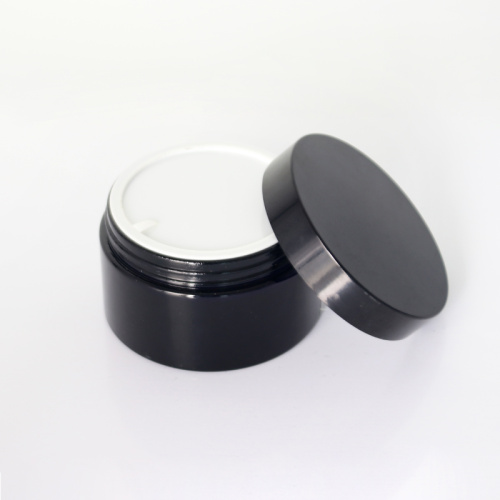 Opaque Black Facial Cosmetic Cream Jars Set Wholesale