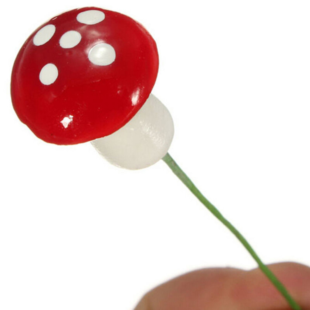 50 Pc Garden Decorations Mini Red Mushroom Shape Ornament Miniature Plant Pots Fairy Holiday Home Landscape Bonsai Christmas Dec