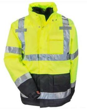Men's Yellow Waterproof Insulated Hi-Vis Hooded Jacket