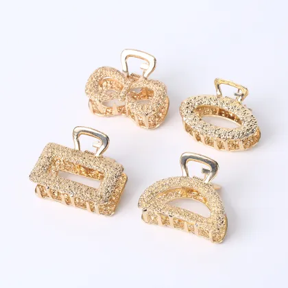 Flower glitter hair Crab claw clips metal gold