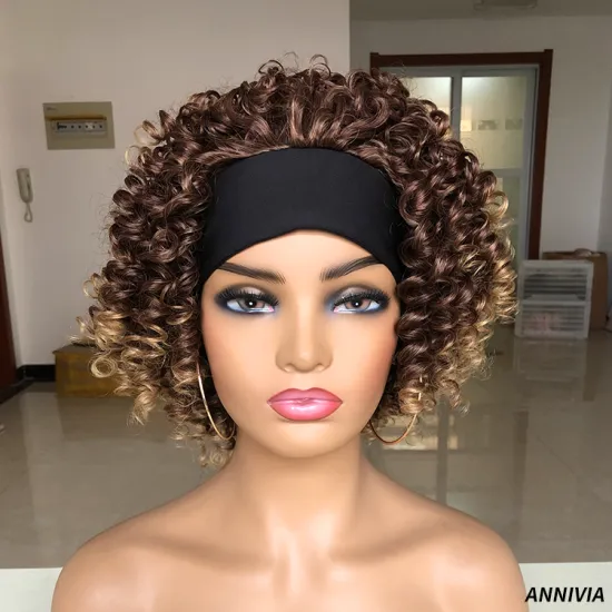 Cheap wholesale synthetic short wigs glueless natural colour headband wig for women synthetic heat resistant fiber hair wigs