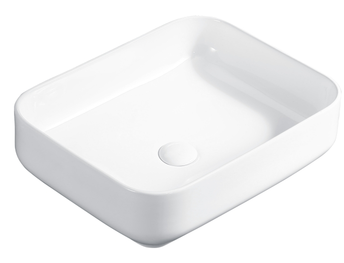 Blanc au-dessus du comptoir lavabo de salle de bain rectangulaire