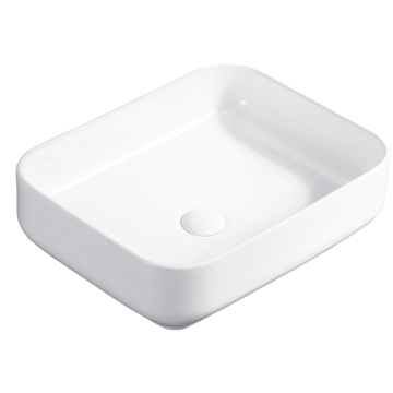 White Above Counter Rectangular Bathroom Sink