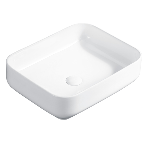 Blanc au-dessus du comptoir lavabo de salle de bain rectangulaire