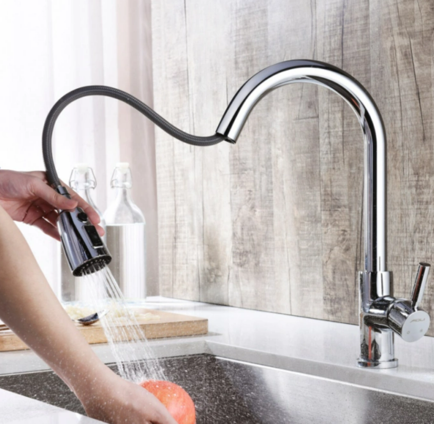 Convenient household pull-out kitchen faucet